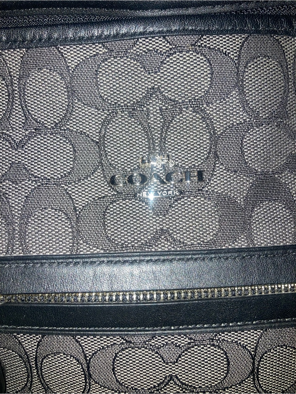 Coach Brown Signature Canvas Tote with Black Trim - Picture 2 of 13